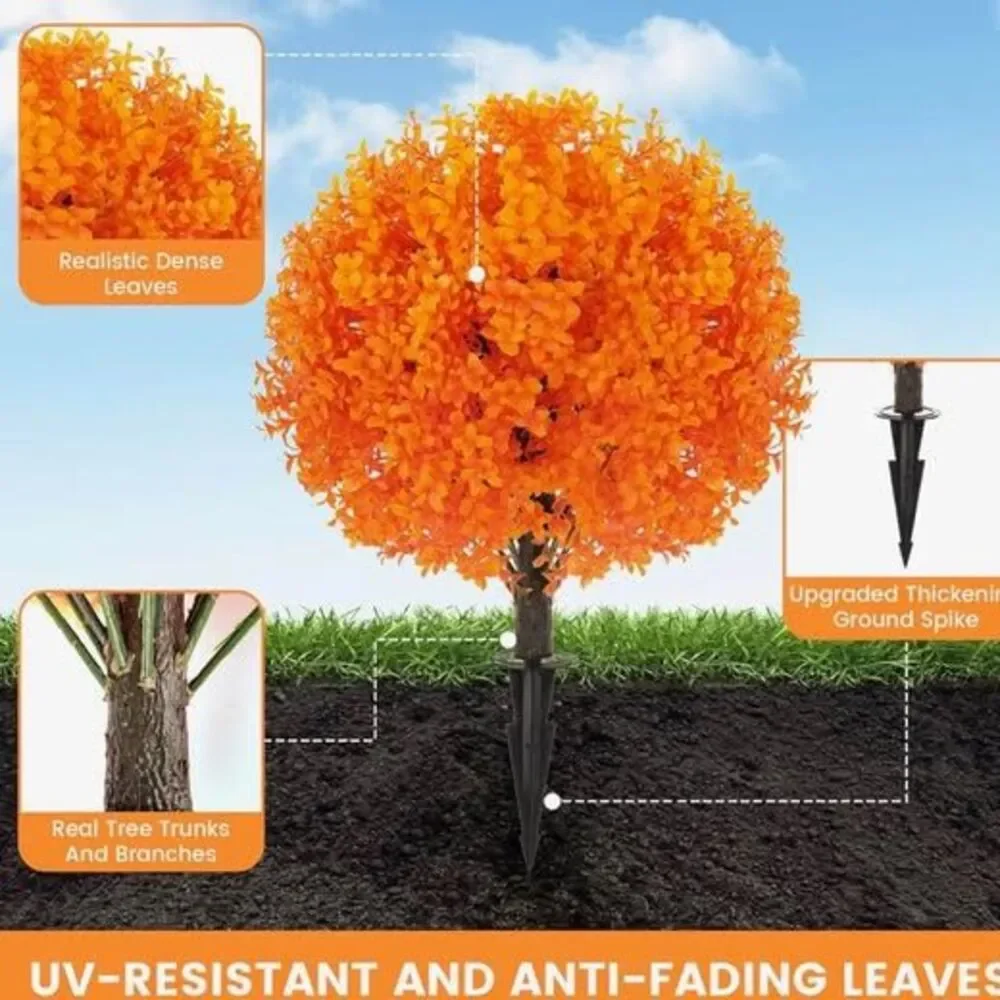 2-Pack Artificial Orange Topiary Trees
